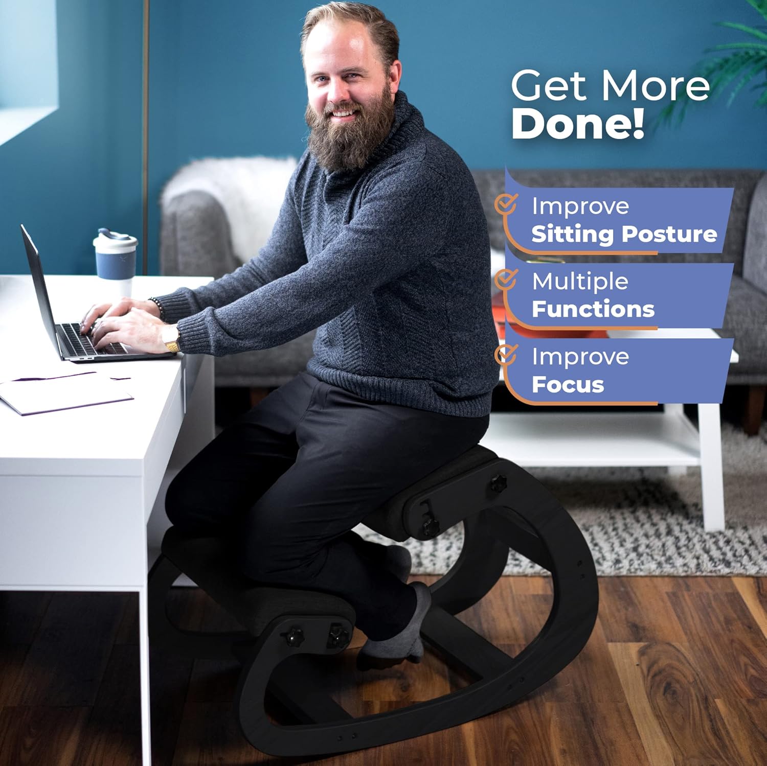 Kursi Lutut Ergonomis Kayu, Ku - Office Stool ulasan dan harga
